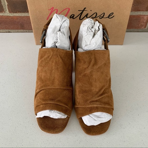 Matisse Brown Suede Slingback Chucky Heel Sandals - Picture 2 of 7